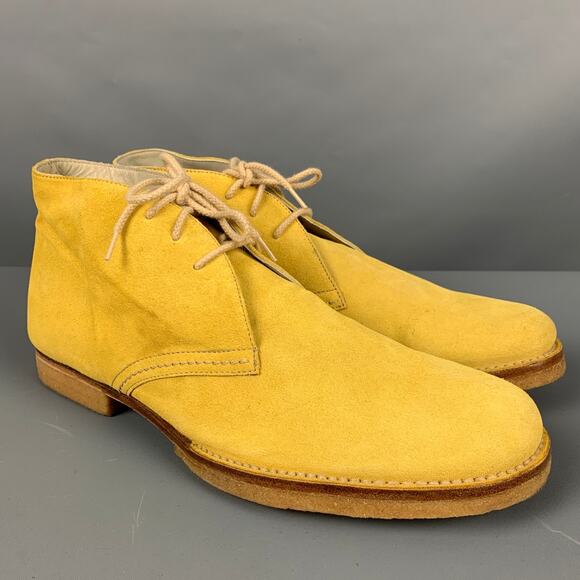 JIL SANDER Size 9 Yellow Suede Ankle Lace Up Shoes main image 6